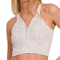 Ribbed Button Bra Tank