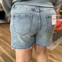 Ally Curvy Distressed Denim Shorts