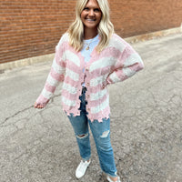 Cece Fringe Stripe Cardigan