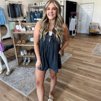 Karlee Pleated Denim Romper