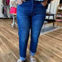 Laura Wide Cuffed Raw Hem Denim