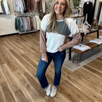 Nikki Waffle Color Block Top