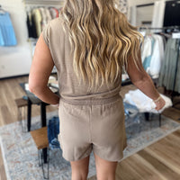 Paige Ribbed Half Zip Romper