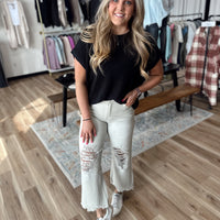 Della Washed Crop Distressed Jean