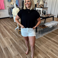 Sofia Mock Neck Short Sleeve Sweater