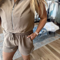 Paige Ribbed Half Zip Romper