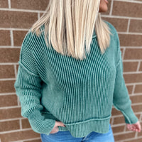 Lora Washed Side Slit Cropped Sweater