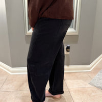 Crew High Rise Black Barrel Denim