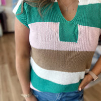 Tia Color Block Sweater Top