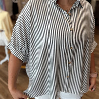 Devin Striped Button Down Oversized Top