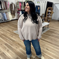 Mya Ribbed Boat Neck Top +