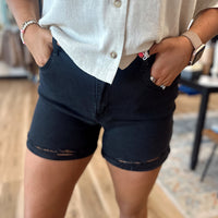 Brynn Black Cuffed Denim Shorts