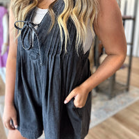 Karlee Pleated Denim Romper