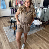 Paige Ribbed Half Zip Romper