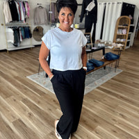 Kat Black Wide-Leg Linen Pants