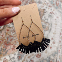 Suede Fringe Teardrop Earring