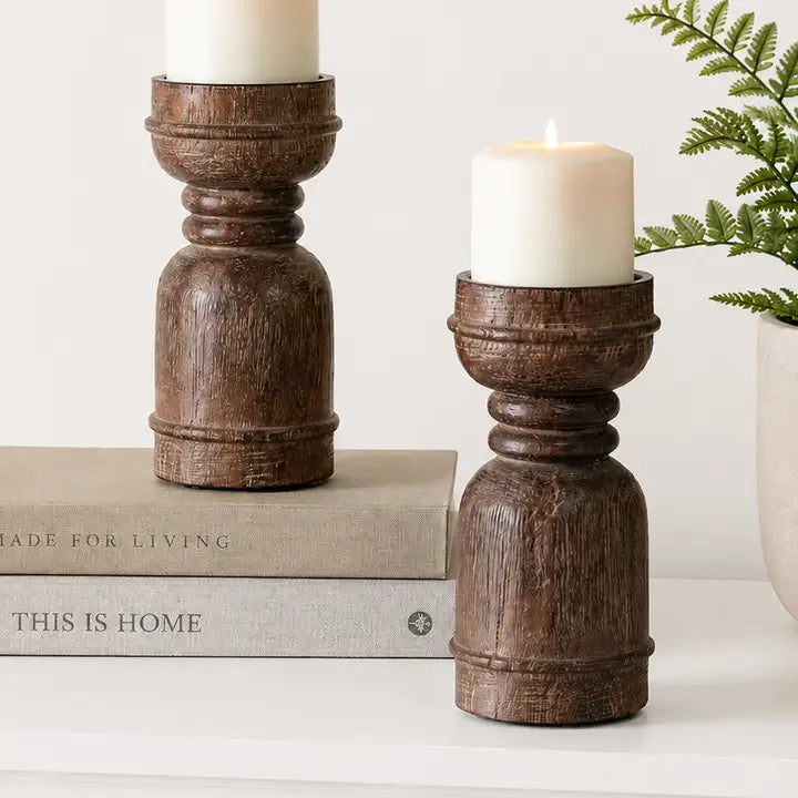 Campbell Wood Candle Holder- Small