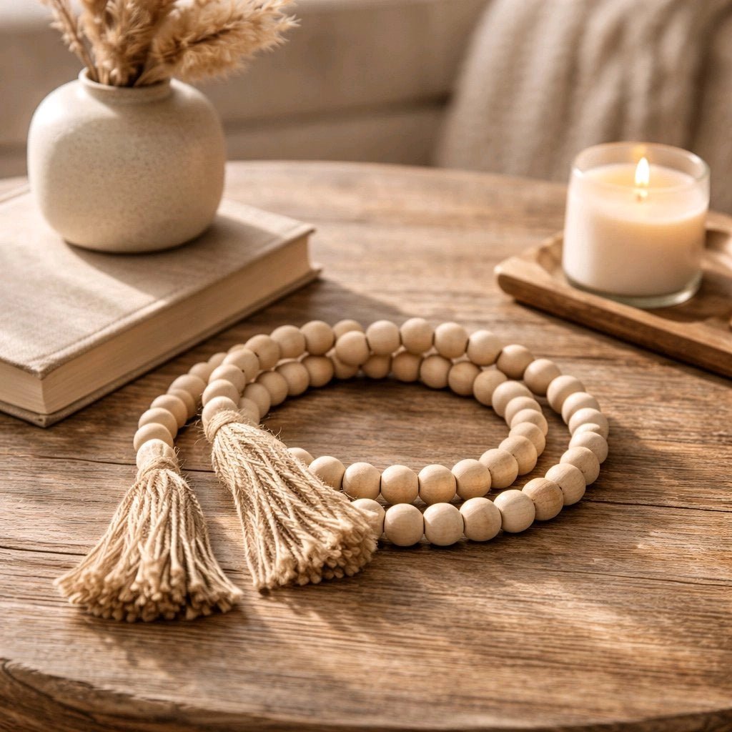 Natural Beaded Garland- 60in