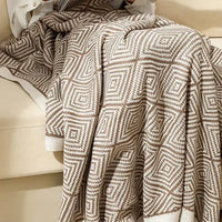 Taupe Geometric Diamond Throw Blanket