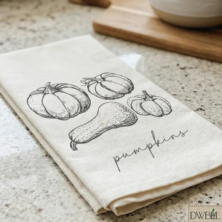 Pumpkins & Gourds Tea Towel