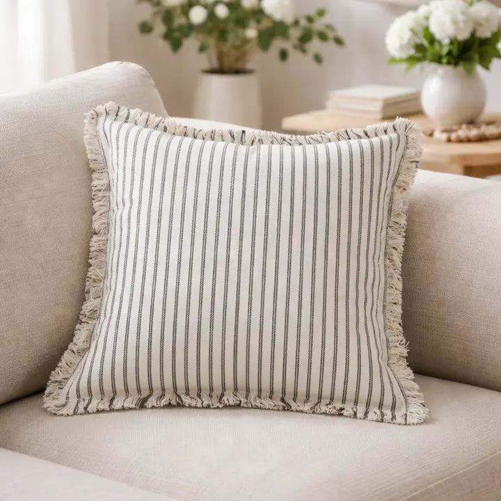 Black Striped Throw Pillow