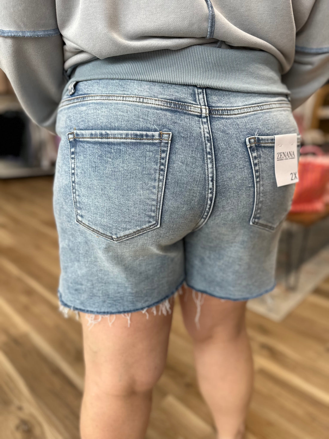 Ally Curvy  Distressed Denim Shorts