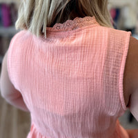 Avery Lace Button Tank