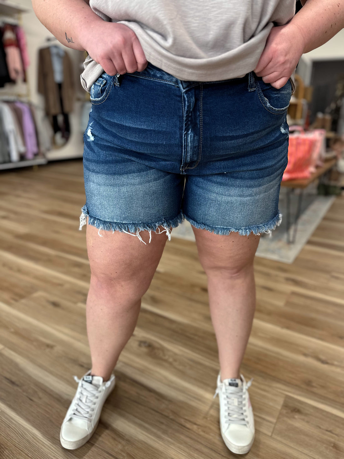 Addy Dark Wash Denim Shorts