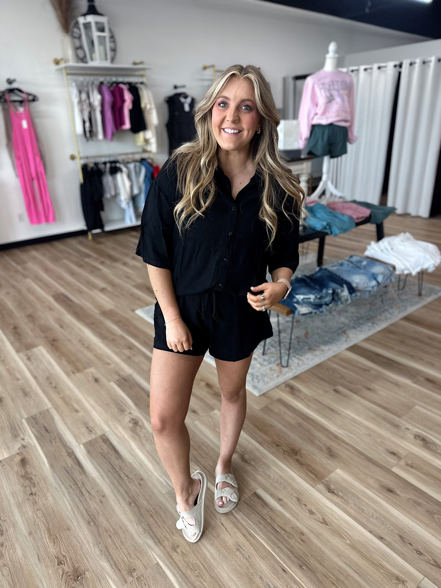 Kristie Black Linen Set