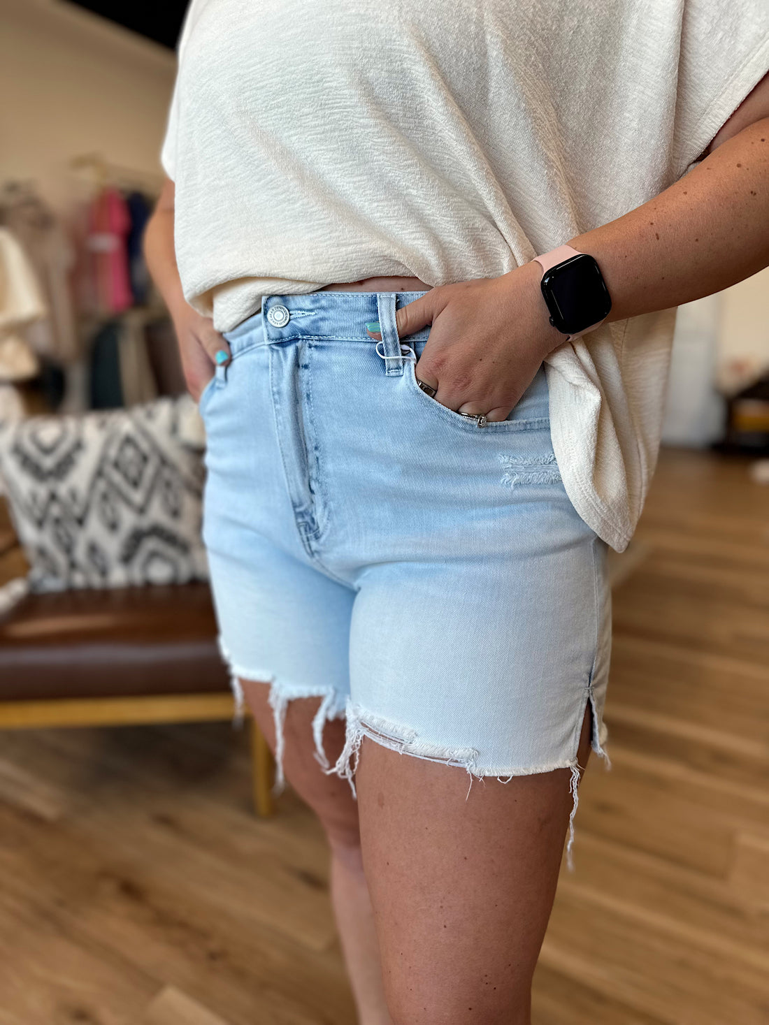 Jenna Distressed Denim Shorts