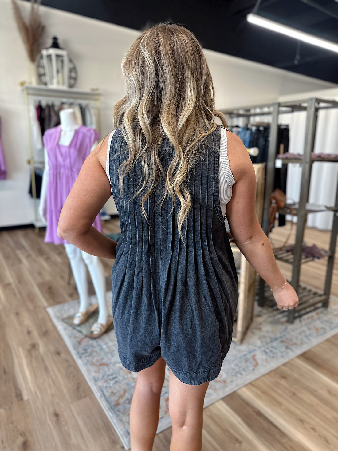 Karlee Pleated Denim Romper