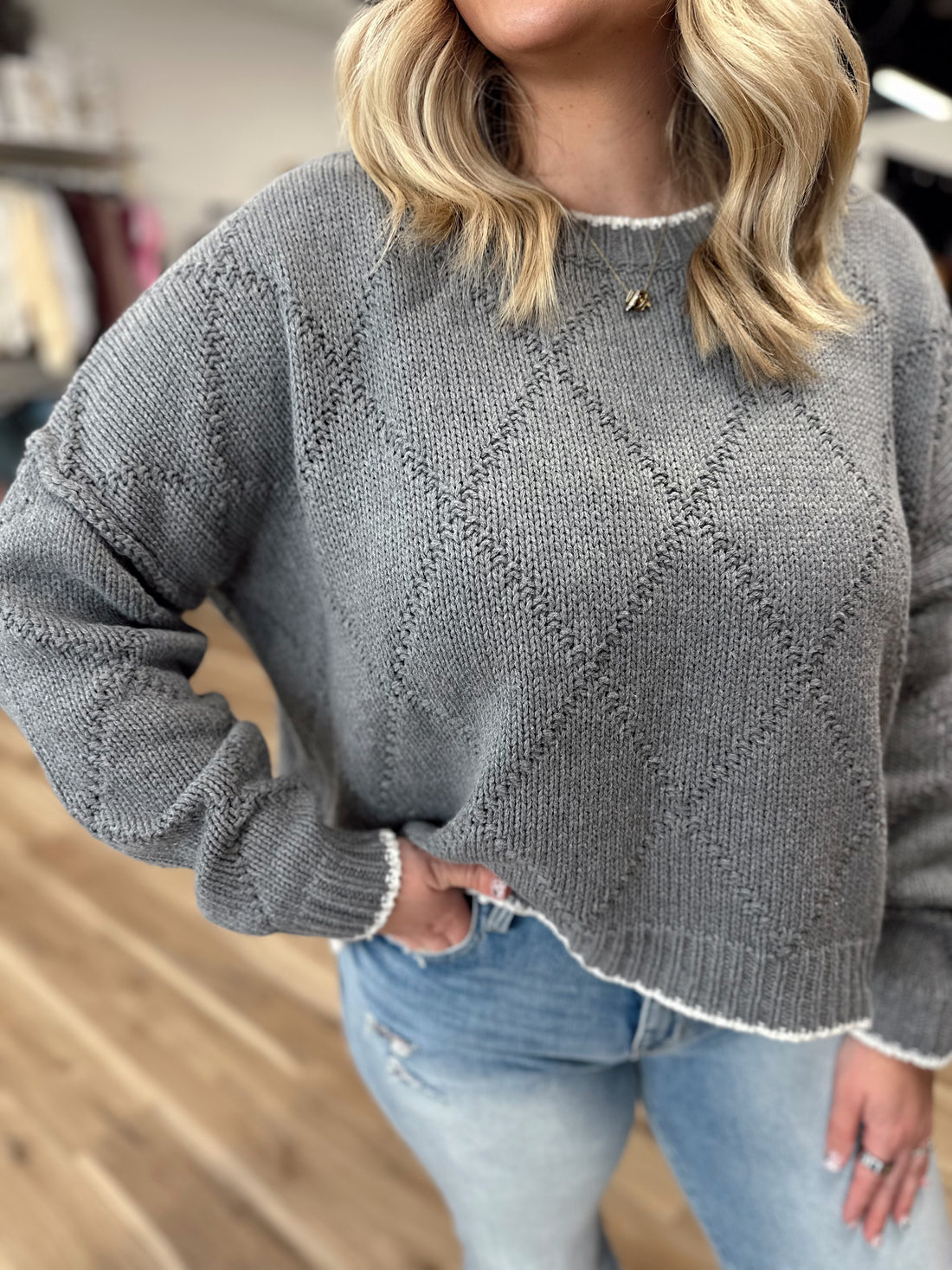 Amelia Diamond Knit Sweater
