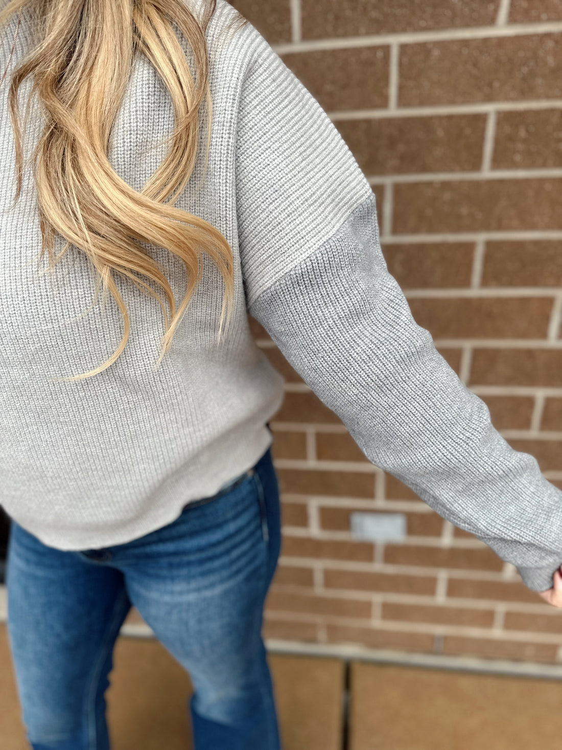 Grey Color Block Sweater