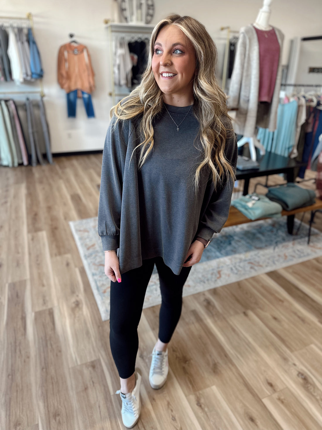 Navy Oversized Top