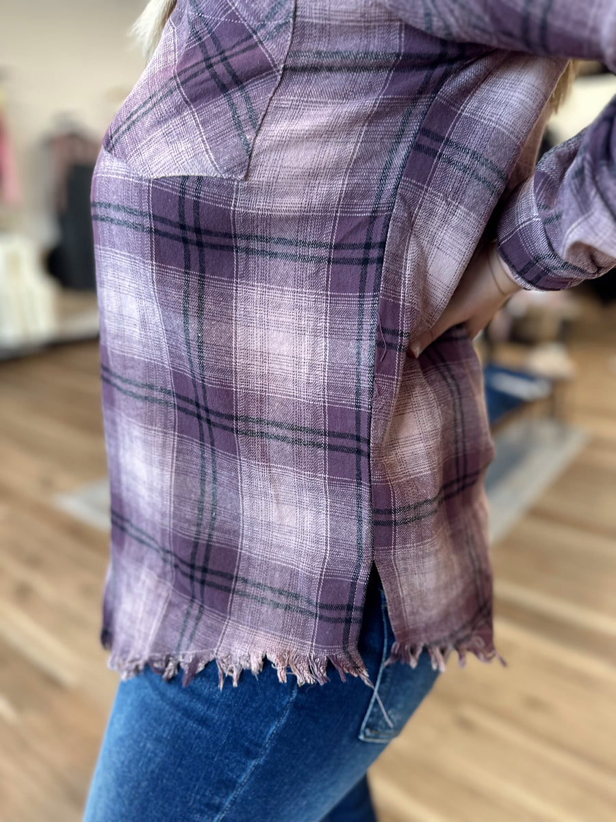 Elena Fringe Plaid Shirt