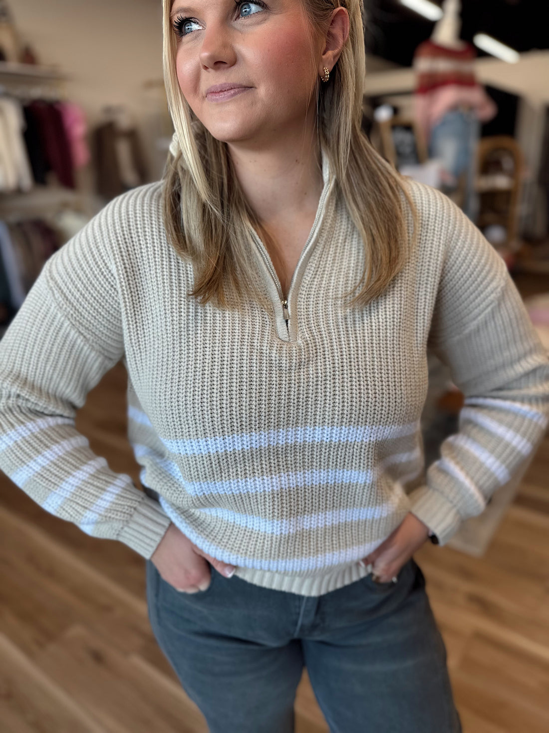 Kolly Ribbed Half Zip Sweater