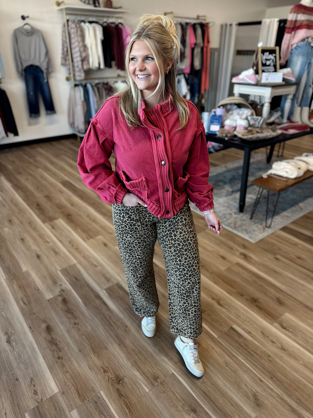 Layla Washed Leopard Vintage Rope String Pants