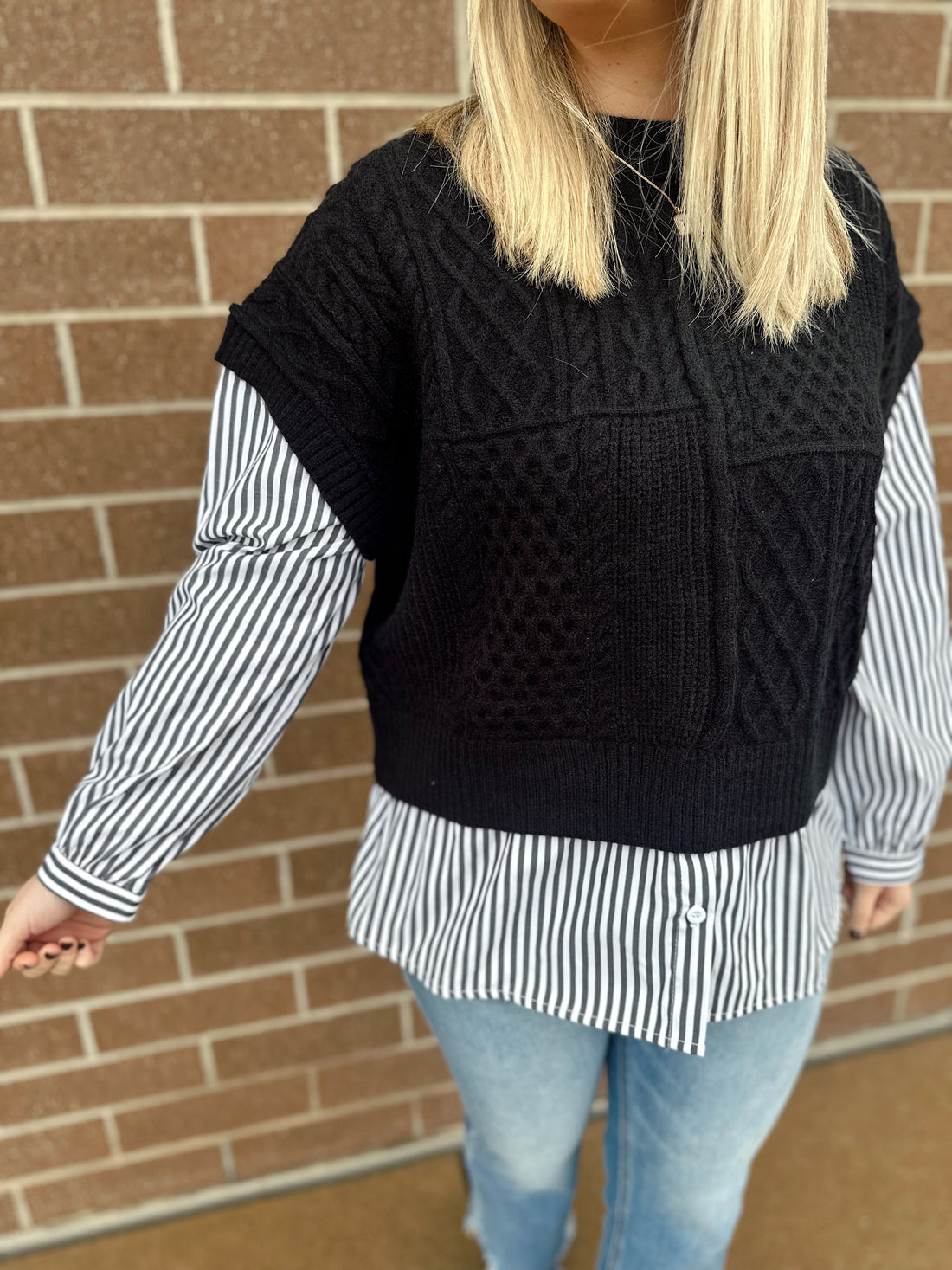 Tia Sweater Vest Button Up