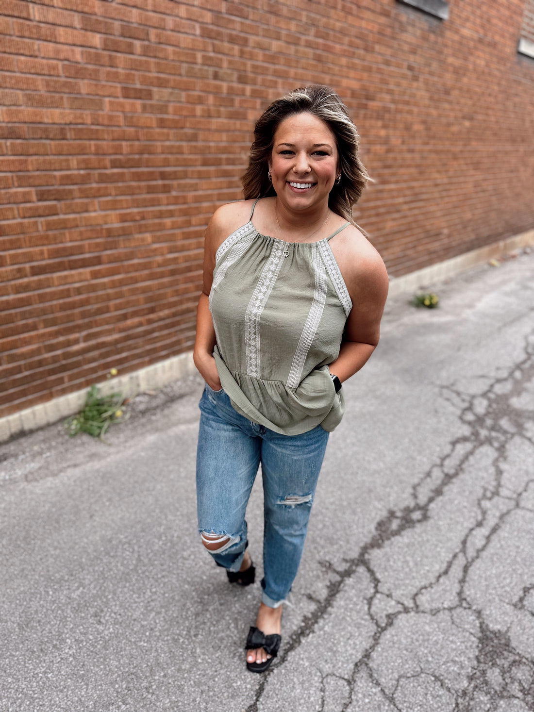 Emma Embroidery Halter Tank