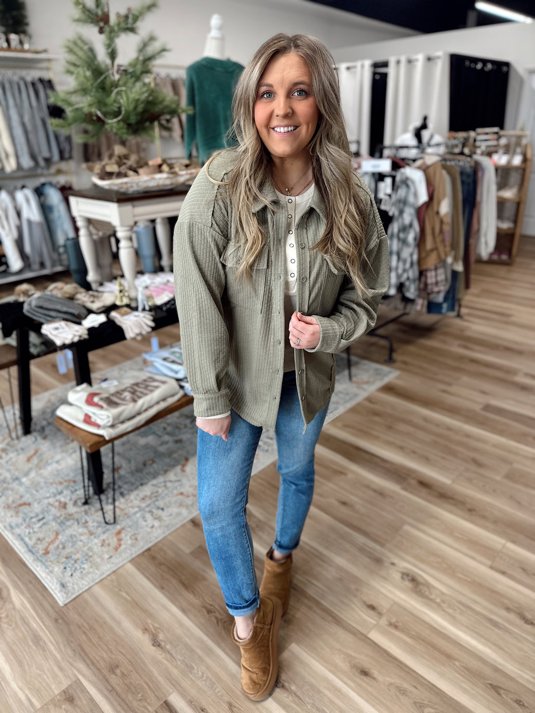 Button Down Henley Shacket