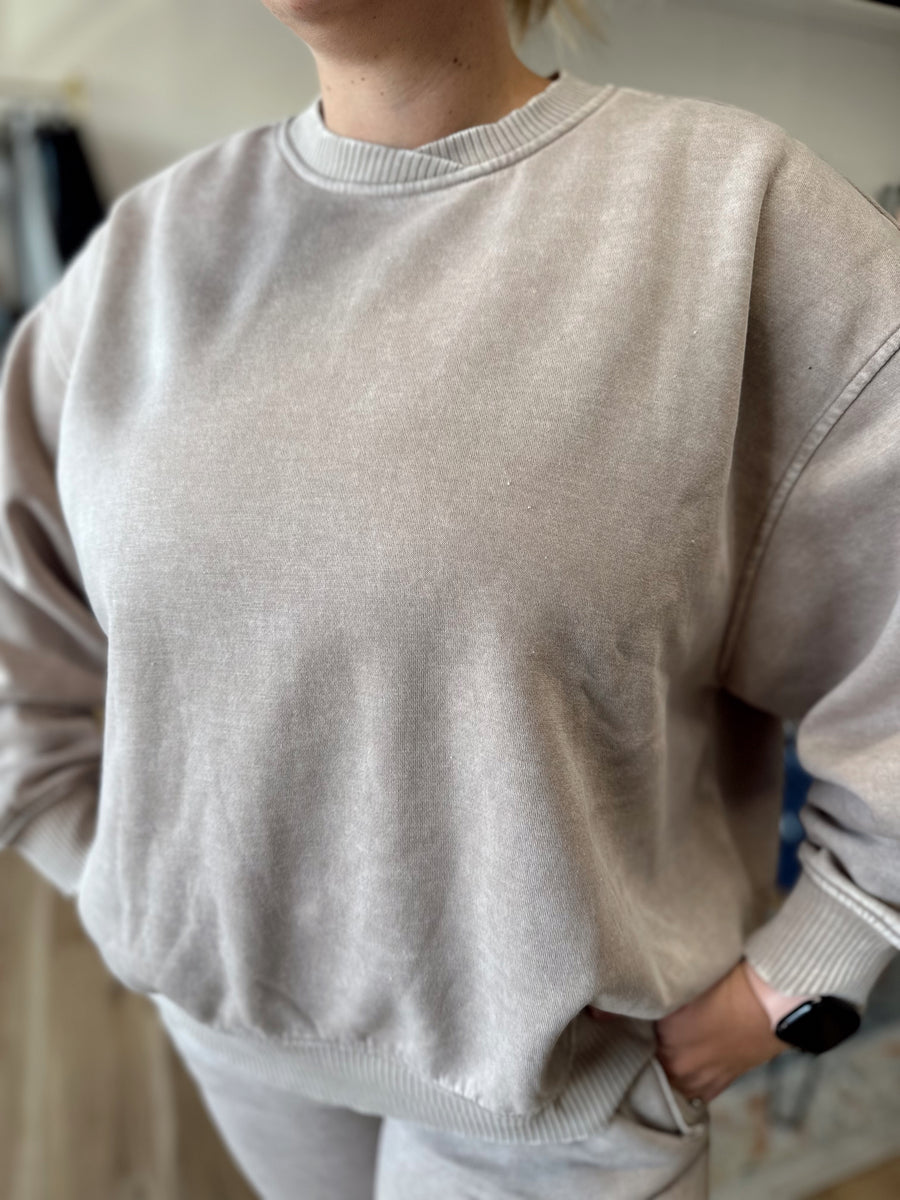 Taya Acid Wash Fleece Pullover