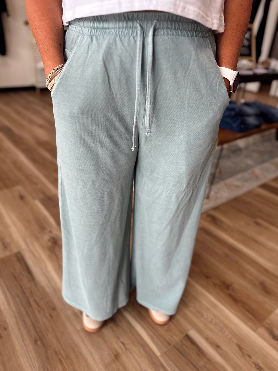 Alexus Washed Cropped Flare Pants