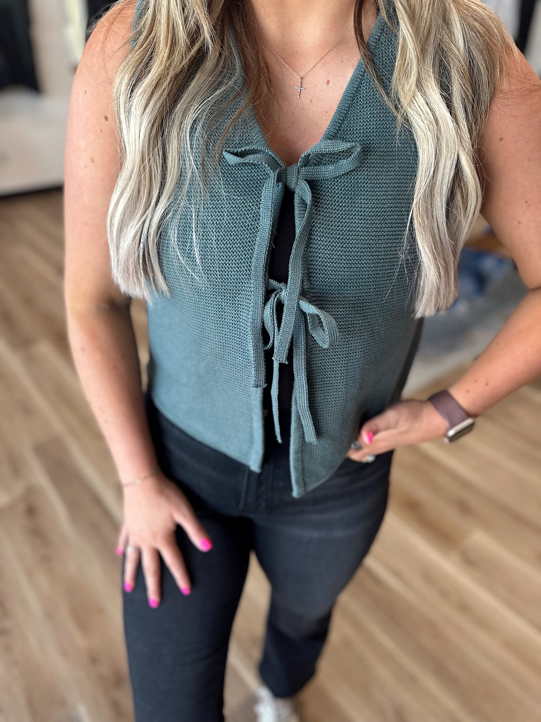 Addi Front Tie Sweater Vest