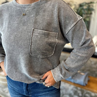 Lucy Ribbed Pocket Long Sleeve