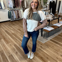 Nikki Waffle Color Block Top