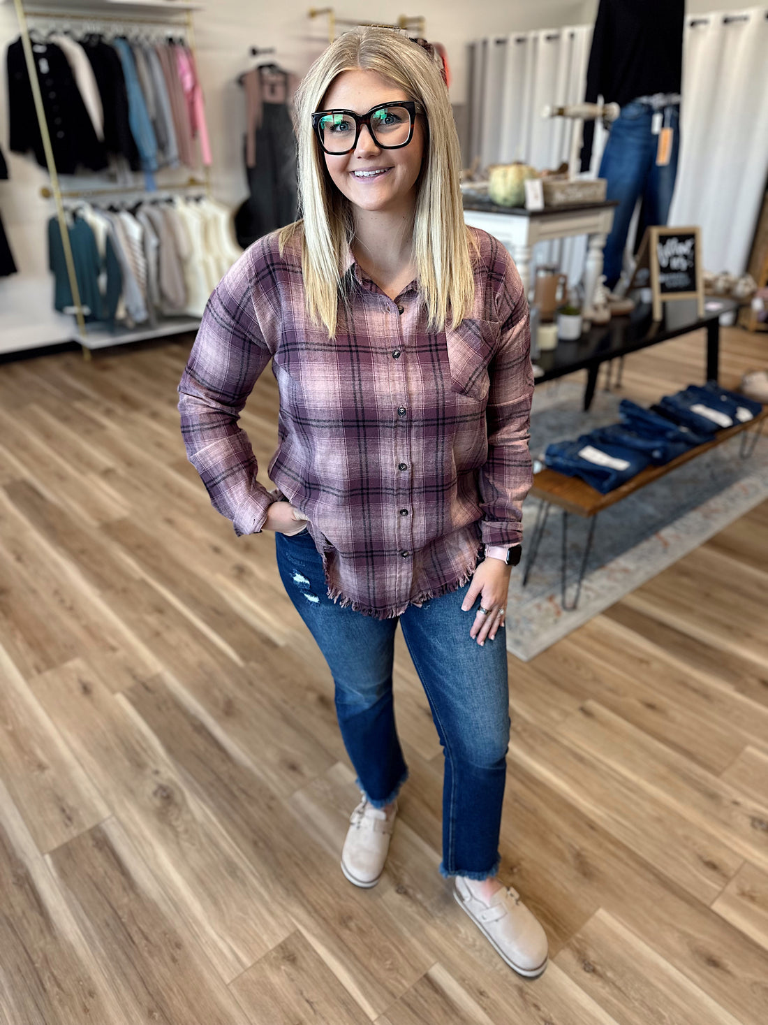 Elena Fringe Plaid Shirt