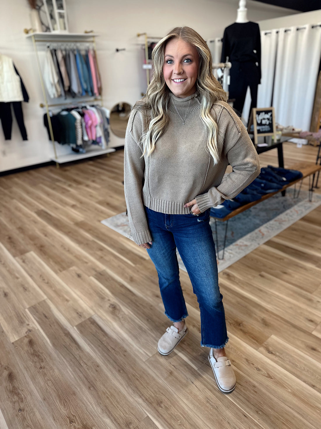 Sienna Mock Neck Ribbed Sweater