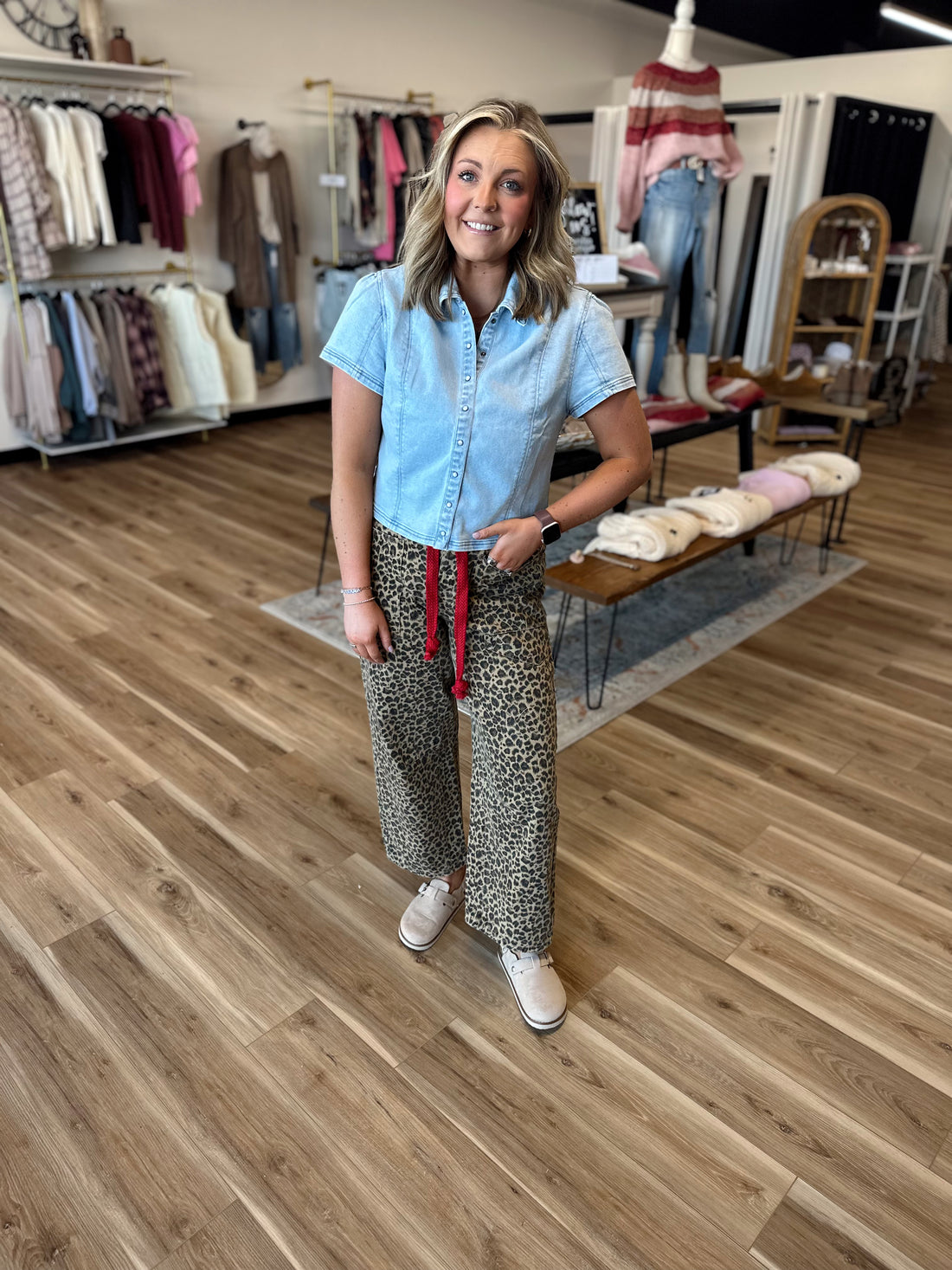 Layla Washed Leopard Vintage Rope String Pants