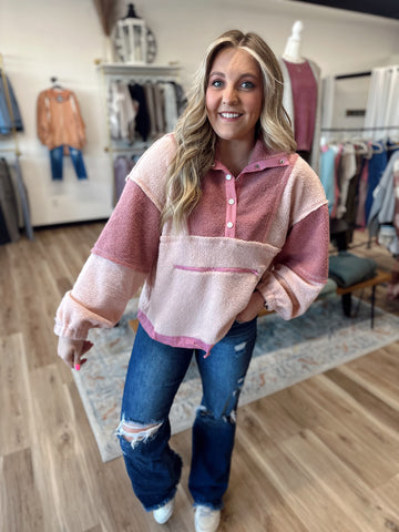 Emma Color Block Sherpa Pullover