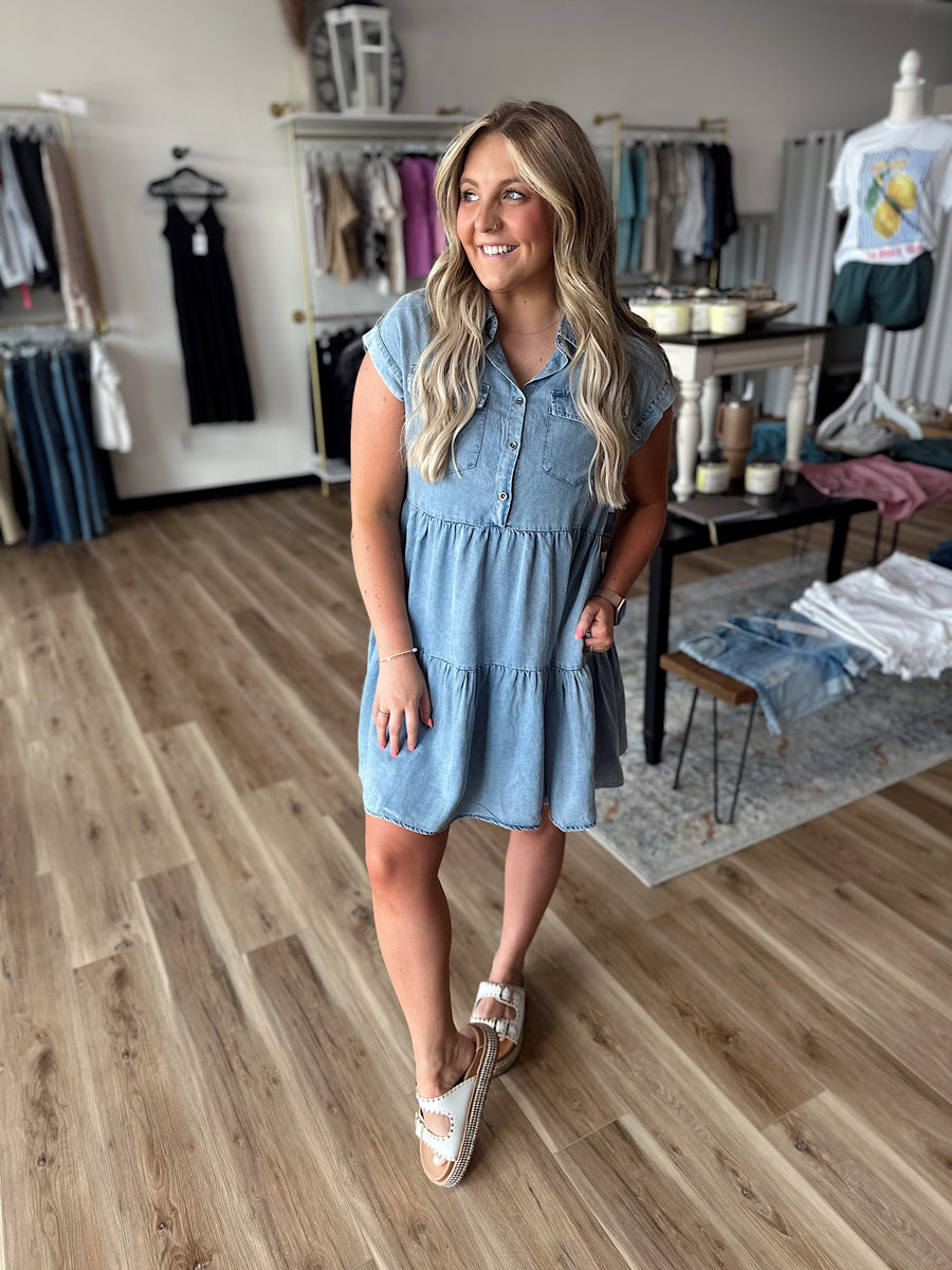 Taylor Short Sleeve Denim Dress